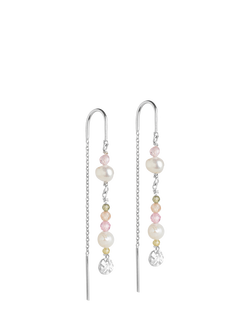 ENAMEL Copenhagen Sofia Chain Earrings, Light Pink/Silver, Sterling Silver