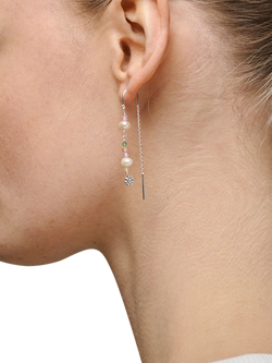ENAMEL Copenhagen Sofia Chain Earrings, Light Pink/Silver - view 2, Sterling Silver