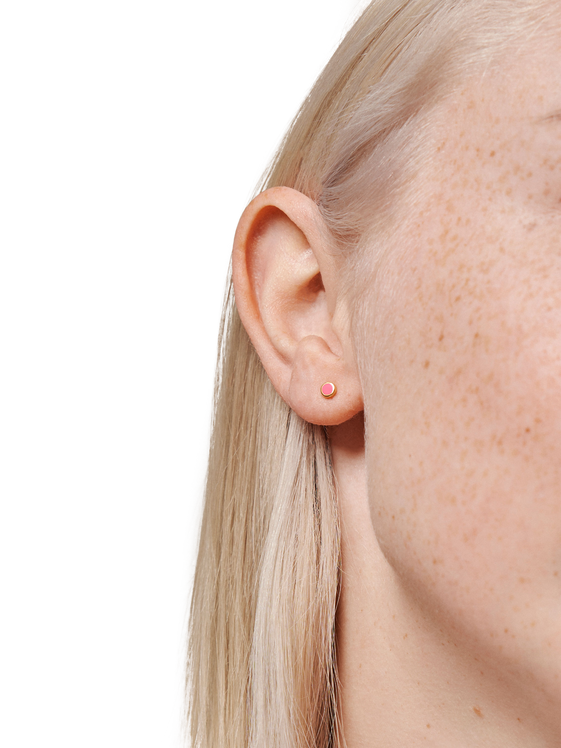 Product image 2 of 3, which shows ENAMEL Copenhagen Enamel Studs, Pink/Gold