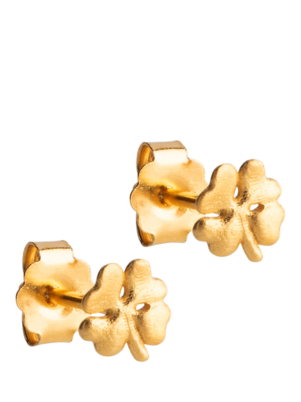 ENAMEL Copenhagen Clover Leaf Stud Earrings, Yellow Gold