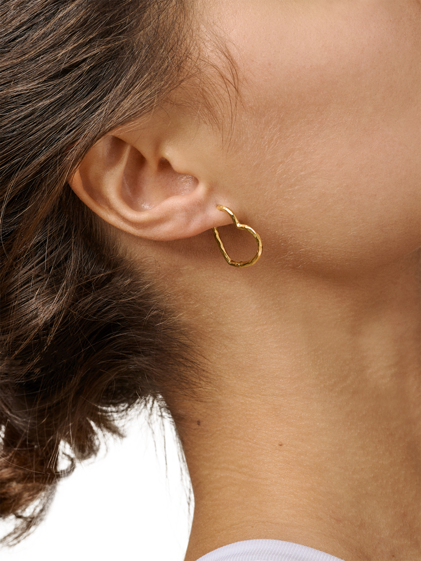 Product image 2 of 5, which shows ENAMEL Copenhagen Organic Heart Medium Hoop Earrings, Gold