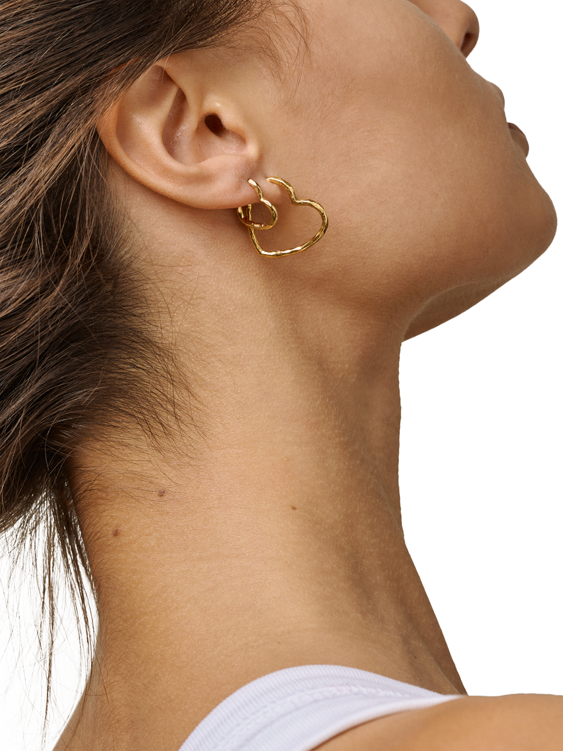 Product image 4 of 5, which shows ENAMEL Copenhagen Organic Heart Medium Hoop Earrings, Gold