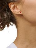 ENAMEL Copenhagen Amore Enamel Heart Stud Earrings, Yellow Gold/ Red
