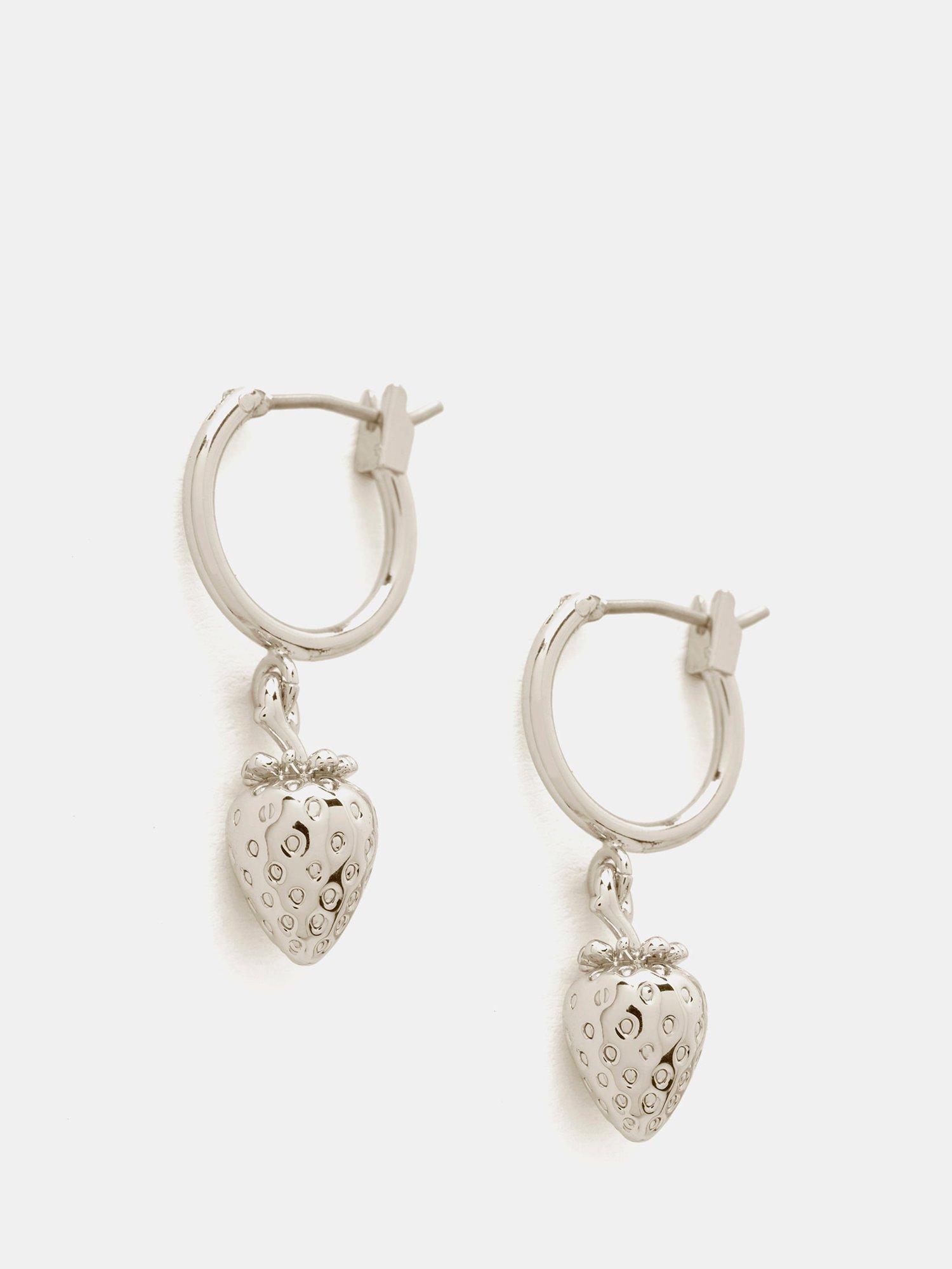 Mint Velvet Strawberry Hoop Earrings, Silver