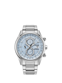 Citizen AT8260-51M Radio Control Men's Chronograph Bracelet Strap Watch, Blue/Silver, Blue