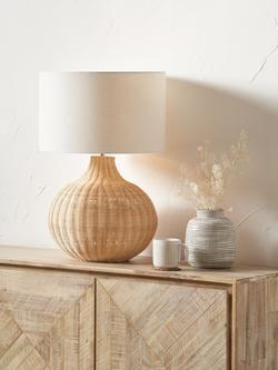 Pacific Allona Woven Rattan Table Lamp - view 2, Ivory