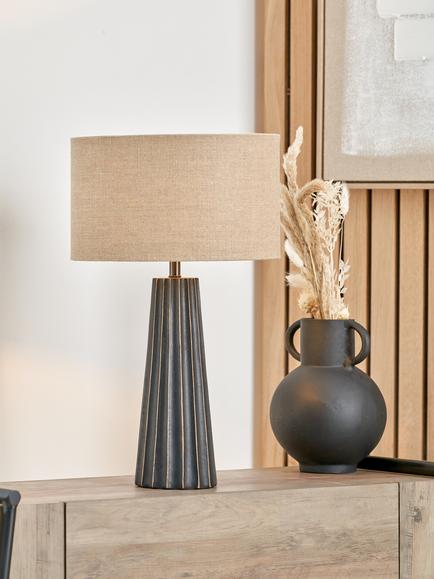 Pacific Draydon Mango Wood Table Lamp - view 2, Black