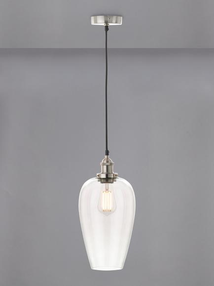 Pacific Clio Long Glass Shade Pendant Ceiling Light, Clear