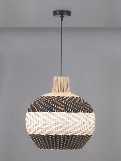 Pacific Rowan Woven Rattan Striped Pendant Ceiling Light, Black, Black