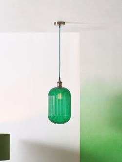 Designers Guild Varese Ribbed Glass Pendant Ceiling Light, Green - view 2, Green