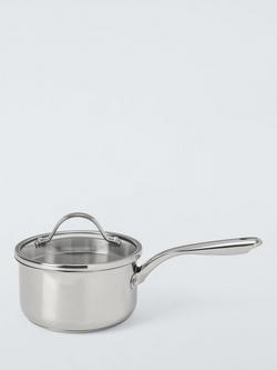 John Lewis 'The Pan' Stainless Steel Uncoated Saucepan & Lid, Stainless Steel