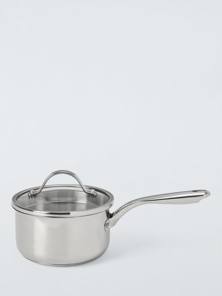 John Lewis 'The Pan' Stainless Steel Uncoated Saucepan & Lid, Stainless Steel