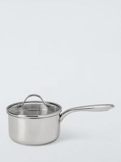 John Lewis 'The Pan' Stainless Steel Uncoated Saucepan & Lid, Stainless Steel