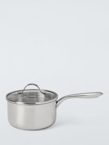 John Lewis 'The Pan' Stainless Steel Uncoated Saucepan & Lid, Silver