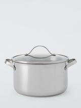 John Lewis 'The Pan' Stainless Steel Uncoated Casserole & Lid, 24cm