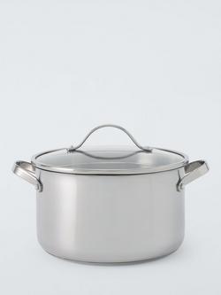 John Lewis 'The Pan' Stainless Steel Uncoated Casserole & Lid, 24cm, Stainless Steel