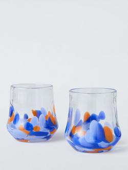 John Lewis Confetti Base Glass Tumbler, Set of 2, 260ml, Blue/Multi, 