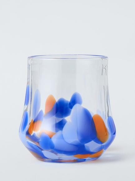 John Lewis Confetti Base Glass Tumbler, Set of 2, 260ml, Blue/Multi - view 2, 