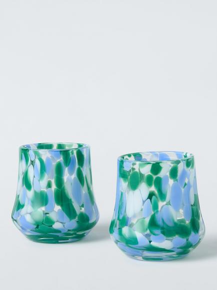 John Lewis Confetti Glass Tumbler, Set of 2, 260ml, Green, 