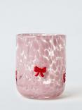 John Lewis Confetti Bow Glass Tumbler, 370ml, Pink