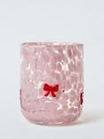 John Lewis Confetti Bow Glass Tumbler, 370ml, Pink