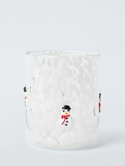 John Lewis Snowman Confetti Glass Tumbler, 370ml, White, 