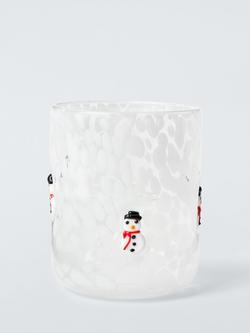 John Lewis Snowman Confetti Glass Tumbler, 370ml, White - view 2, 