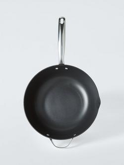 John Lewis 'The Pan' Aluminium Non-Stick Wok with Helper Handle, 30cm - view 2, Black