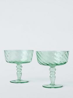 John Lewis Optic Swirl Coupe Cocktail Glass, Set of 2, 200ml, Jade, 