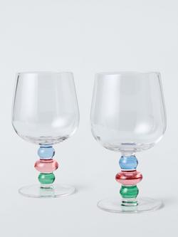 John Lewis Triple Beaded Stem Wine Glass, Set of 2, 300ml, 