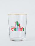 John Lewis Christmas 'Cheers' Glass Tumbler, 500ml, Clear/Multi