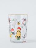 John Lewis Christmas Dogs Glass Tumbler, 500ml, Clear/Multi