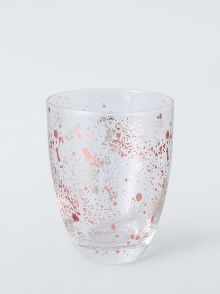 John Lewis Copper Metallic Splatter Glass Tumbler, 400ml, Clear, Clear