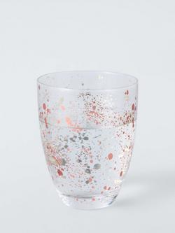 John Lewis Copper Metallic Splatter Glass Tumbler, 400ml, Clear - view 2, Clear