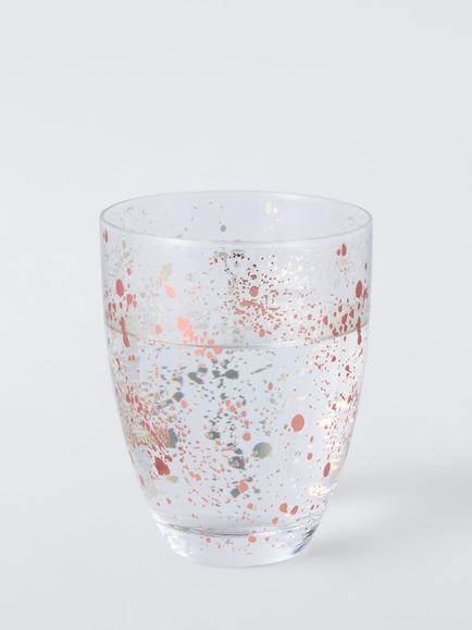 John Lewis Copper Metallic Splatter Glass Tumbler, 400ml, Clear - view 2, Clear