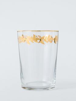 John Lewis Leaf Rim Glass Tumbler, 500ml, Clear/Gold, Clear
