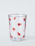John Lewis Strawberry Print Glass Tumbler, 500ml, Clear
