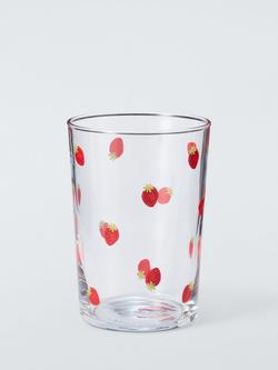 John Lewis Strawberry Print Glass Tumbler, 500ml, Clear, Clear