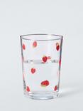 John Lewis Strawberry Print Glass Tumbler, 500ml, Clear