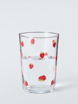 John Lewis Strawberry Print Glass Tumbler, 500ml, Clear - view 2, Clear