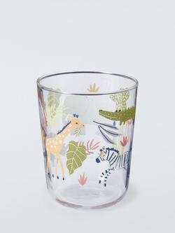 John Lewis Kids' Jungle Print Glass Tumbler, 380ml, Clear/Multi, Clear
