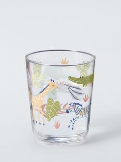 John Lewis Kids' Jungle Print Glass Tumbler, 380ml, Clear/Multi - view 2, Clear
