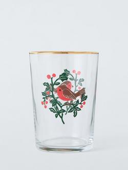 John Lewis Robin Glass Tumbler, 500ml, Clear/Multi, Clear