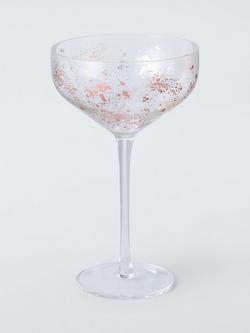 John Lewis Copper Metallic Splatter Cocktail Coupe Glass, 300ml, Clear, Clear