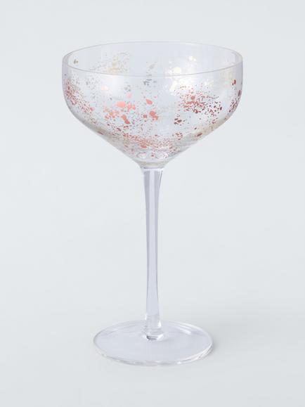 John Lewis Copper Metallic Splatter Cocktail Coupe Glass, 300ml, Clear, Clear