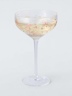 John Lewis Copper Metallic Splatter Cocktail Coupe Glass, 300ml, Clear - view 2, Clear