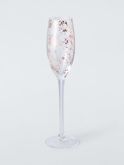 John Lewis Copper Metallic Splatter Glass Champagne Flute, 200ml, Clear, Clear