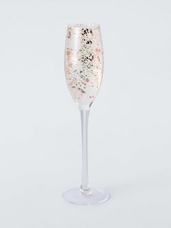 John Lewis Copper Metallic Splatter Glass Champagne Flute, 200ml, Clear - view 2, Clear