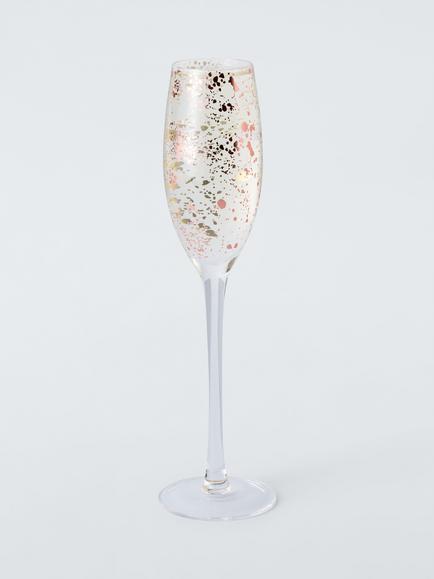 John Lewis Copper Metallic Splatter Glass Champagne Flute, 200ml, Clear - view 2, Clear