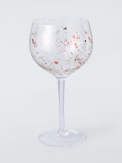 John Lewis Copper Metallic Splatter Gin Cocktail Balloon Glass, 700ml, Clear, Clear